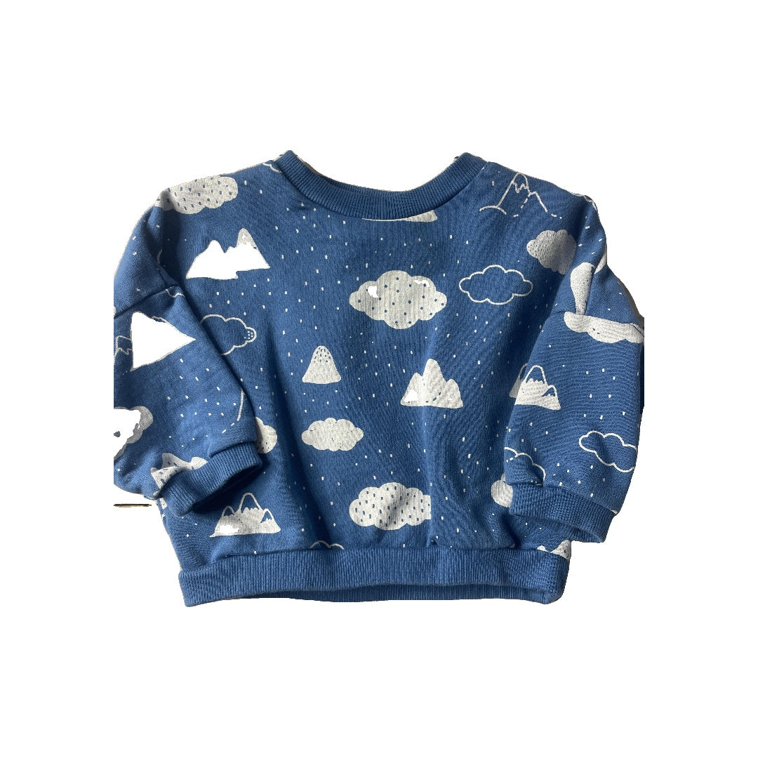 Red Caribou Boys Blue | Clouds Sweatshirt Size: 9-12 Months Blue | Clouds