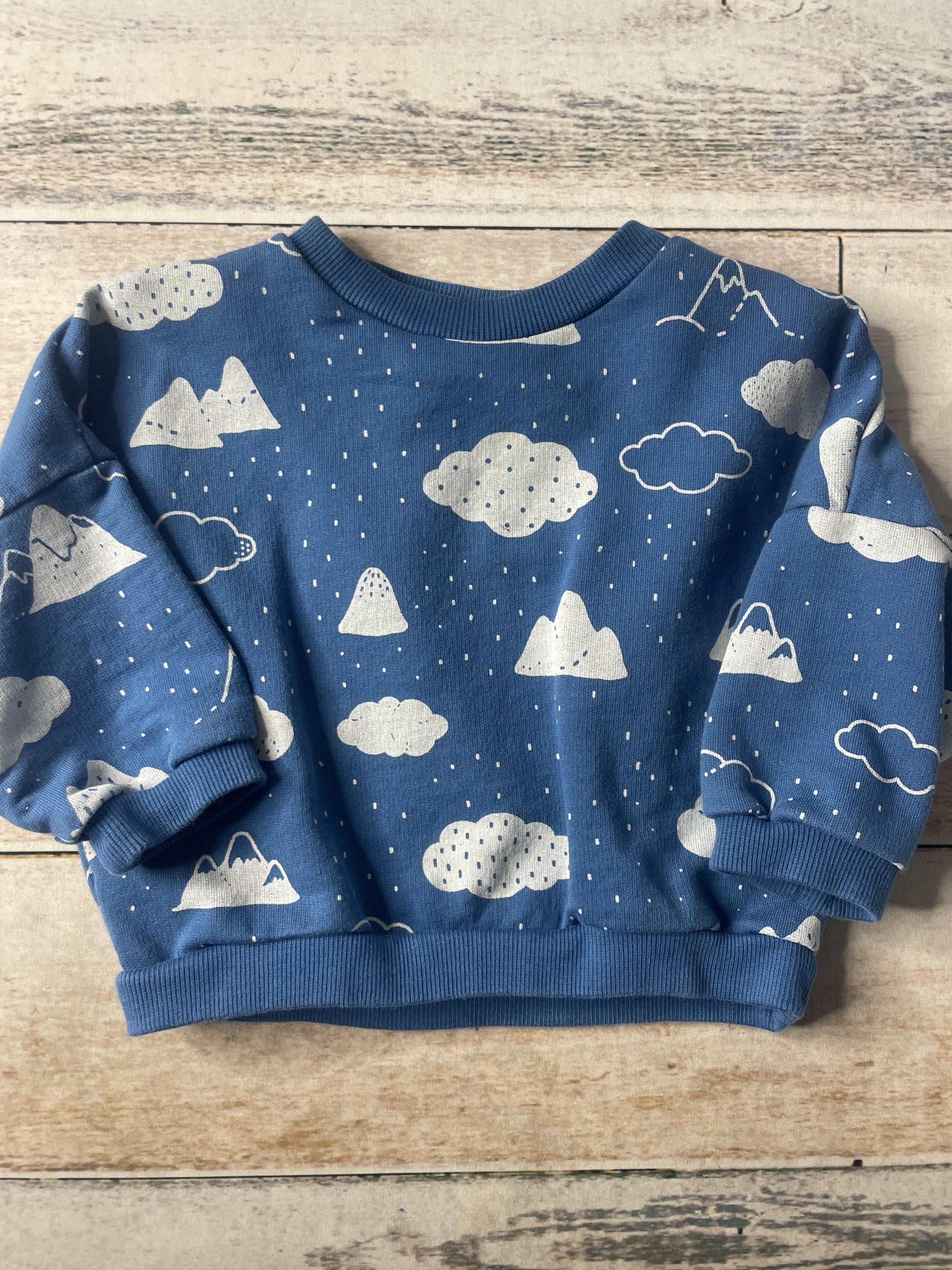 Red Caribou Boys Blue | Clouds Sweatshirt Size: 9-12 Months Blue | Clouds