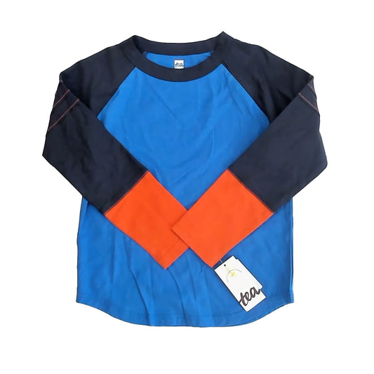 Tea Collection Boys Blue Colorblock Long Sleeve T-Shirt Size: 5T Blue Colorblock