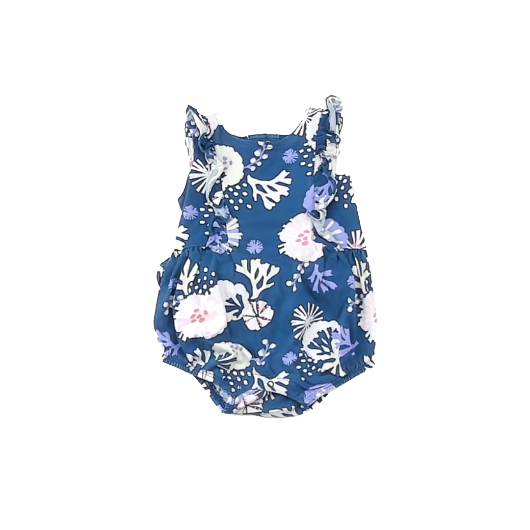 Tea Collection Girls Blue | Coral Reef Romper Size: 12-18 Month Blue | Coral Reef
