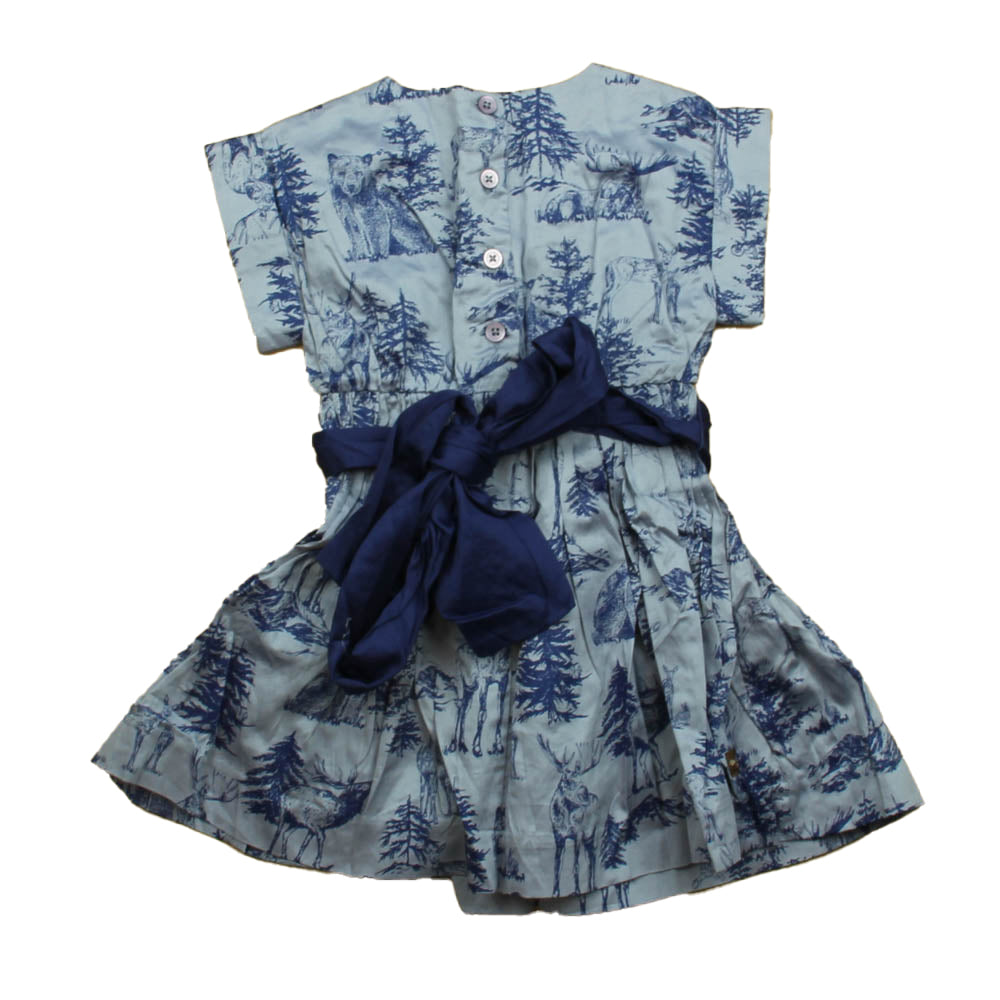 Tea Girls Blue Deer Dress Size: 2T Blue Deer