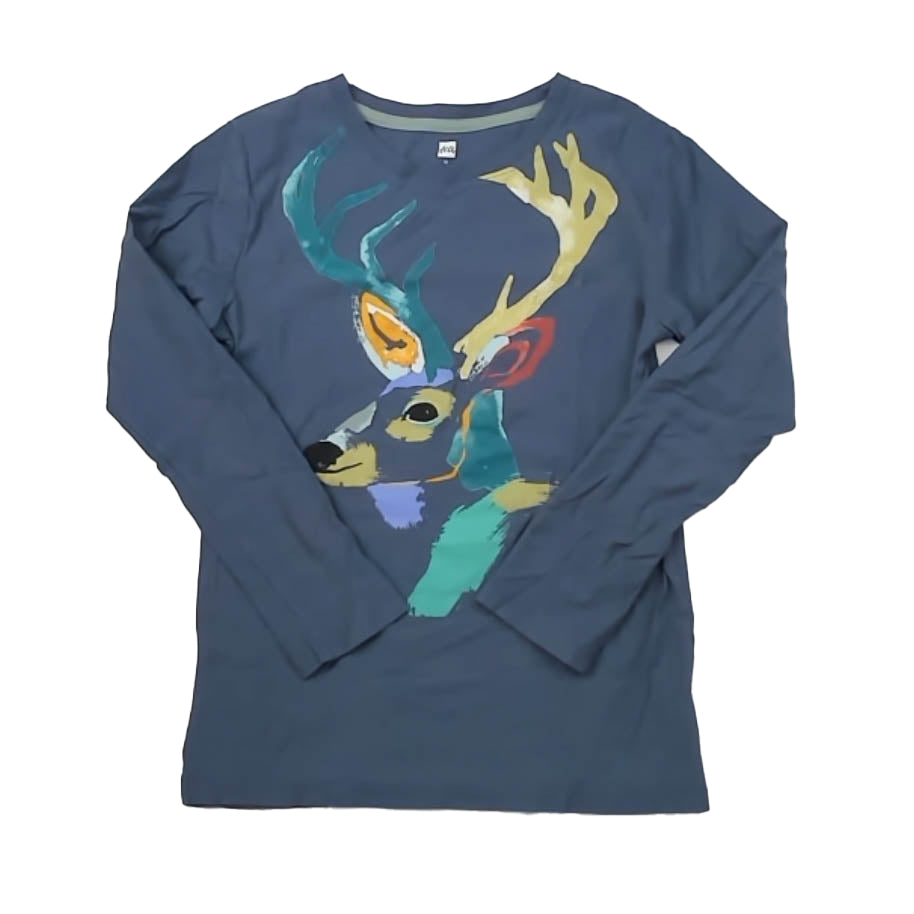 Tea Collection Boys Blue Deer Long Sleeve T-Shirt Size: 12 Years Blue Deer