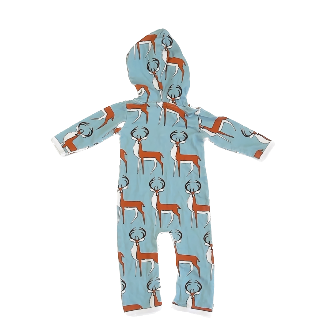 Milkbarn Unisex Blue | Deer 1-piece Non-footed Pajamas Size: 6-12 Months Blue | Deer