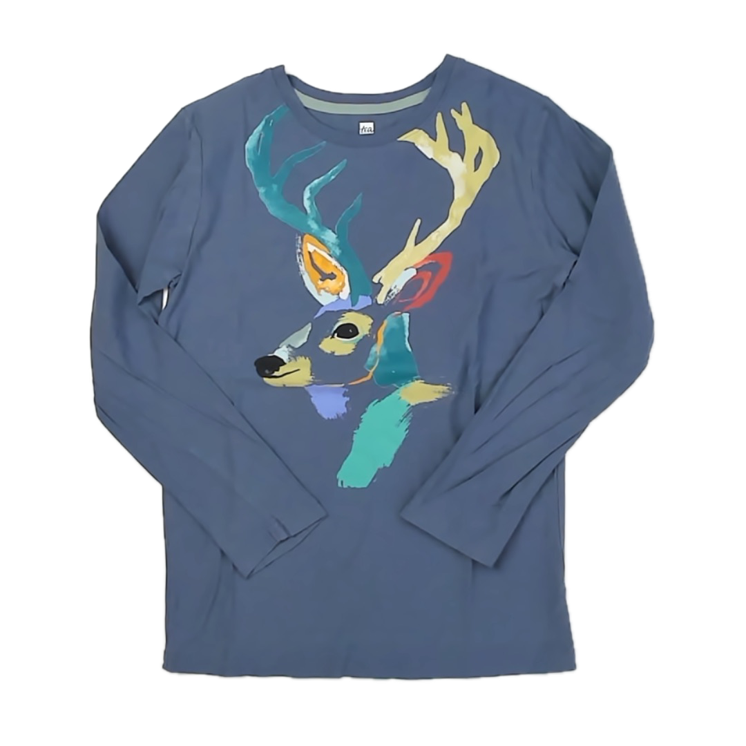 Tea Collection Boys Blue Deer Long Sleeve T-Shirt Size: 14 Years Blue Deer