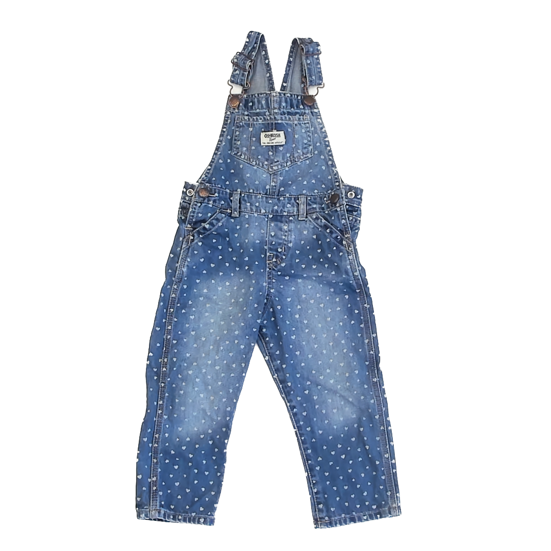 Osh Kosh Girls Blue Denim | Hearts Overalls Size: 3T Blue Denim | Hearts