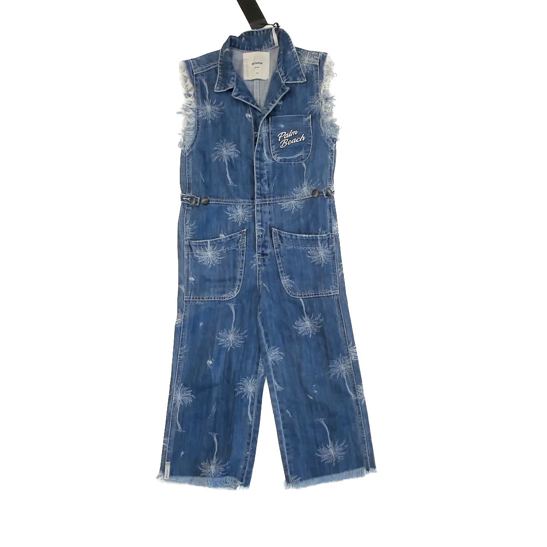 Oneteaspoon Girls Blue Denim | Palm Tree Jumper Size: 7-8 Years Blue Denim | Palm Tree