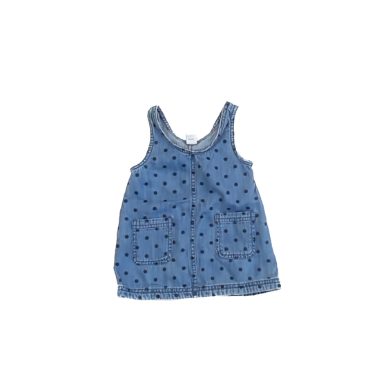 Gap Girls Blue Denim | Polka Dot Dress Size: 6-12 Months Blue Denim | Polka Dot