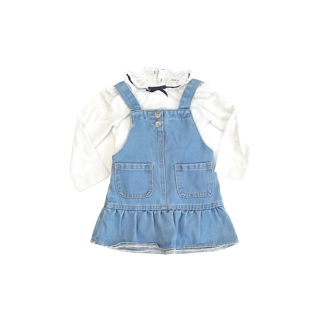 Shein Girls Blue Denim Jumper Size: 12-18 Months Blue Denim