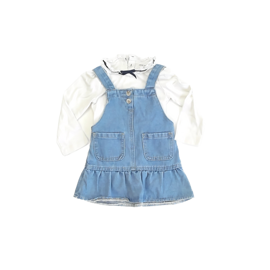 Shein Girls Blue Denim Jumper Size: 12-18 Months Blue Denim