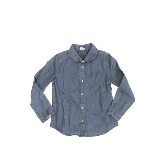 Crewcuts Girls Blue Denim Button Down Long Sleeve Size: 6-7 Years Blue Denim