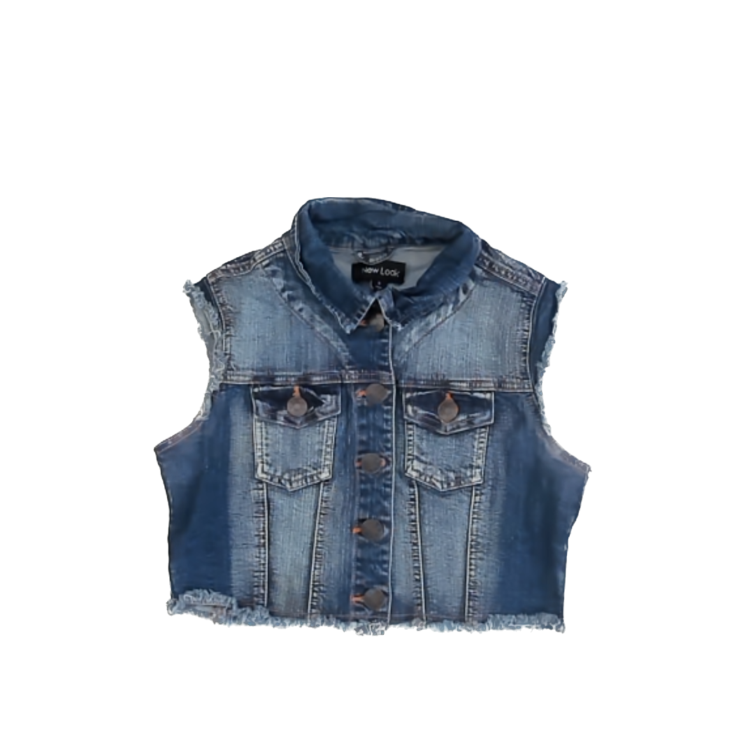 New Look Girls Blue Denim Vest Size: S (6-7) Blue Denim
