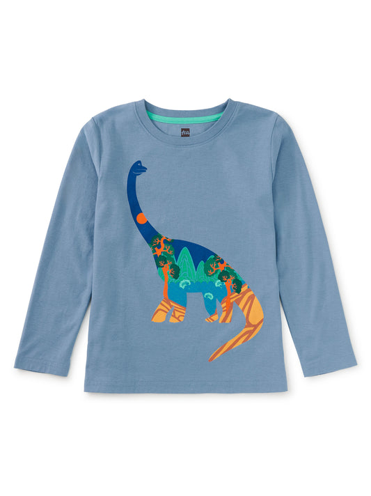 Tea Collection Boys Blue Dino Scape Long Sleeve T-Shirt Size: 5T Blue Dino Scape
