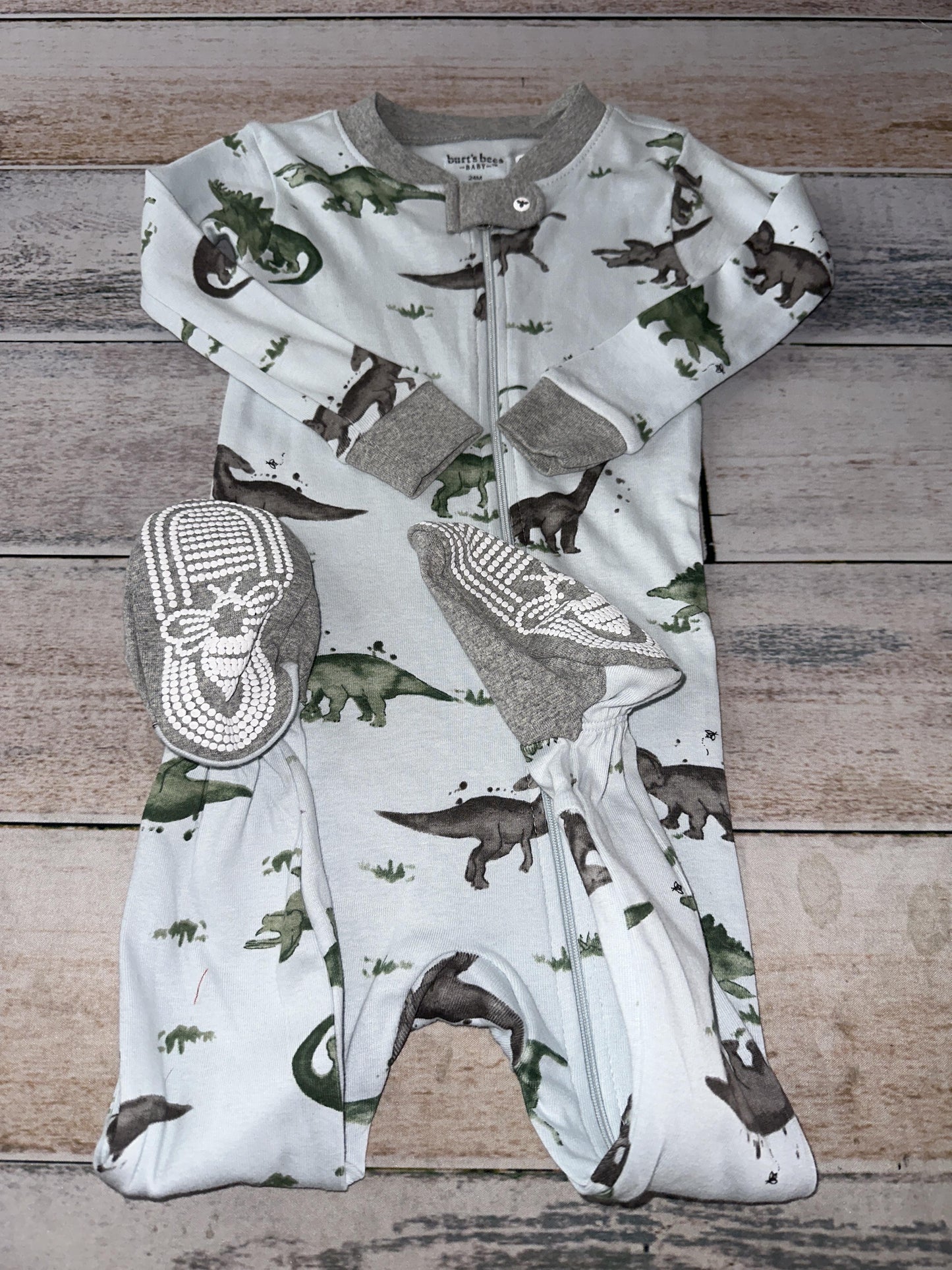 Burt's Bees Boys Blue | Dinosaur Pajamas Size: 24 months Blue | Dinosaur