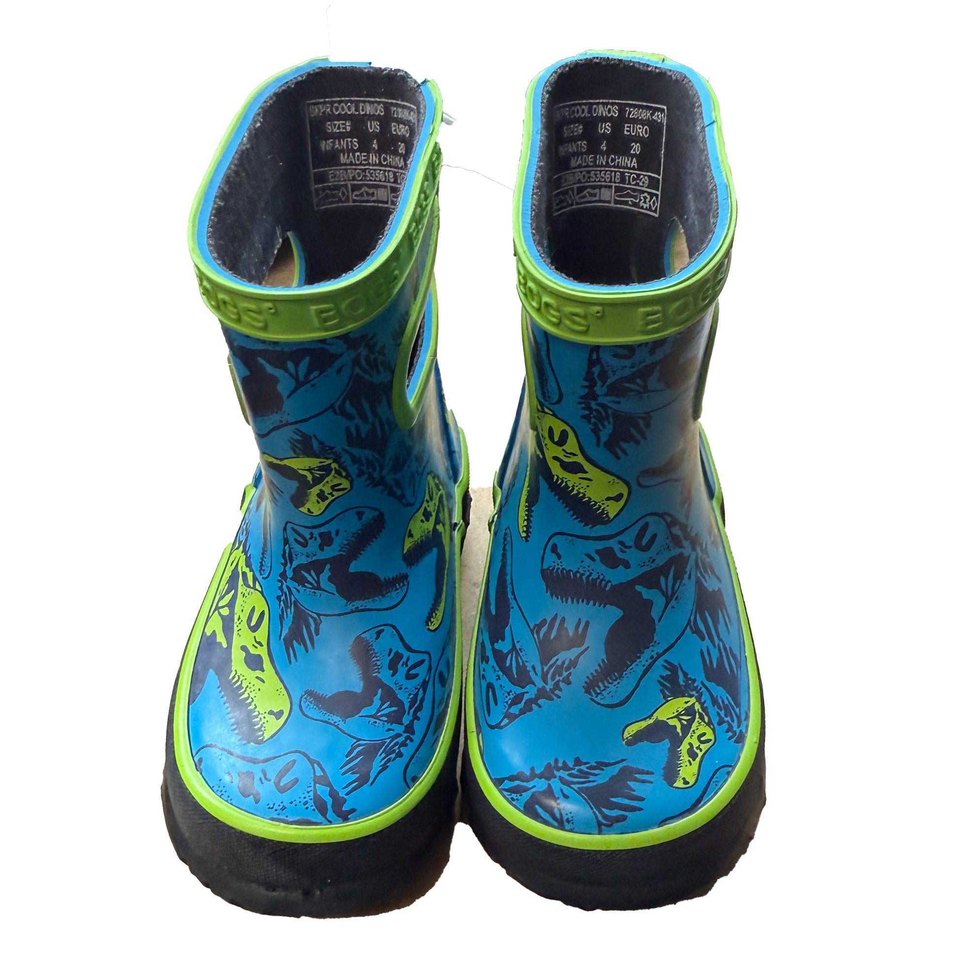 Bogs Boys Blue Dinosaurs Boots Size: 4 Infant Blue Dinosaurs