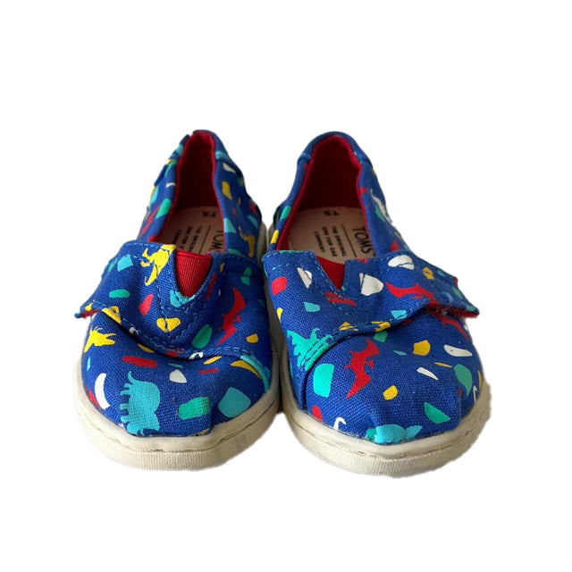 Tom's Boys Blue Dinosaurs Shoes Size: 5 Toddler Blue Dinosaurs