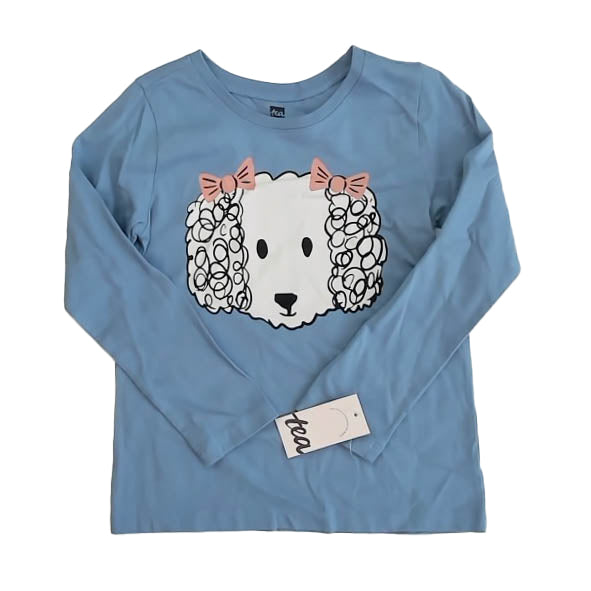 Tea Collection Girls Blue Dog Long Sleeve T-Shirt Size: 5T Blue Dog
