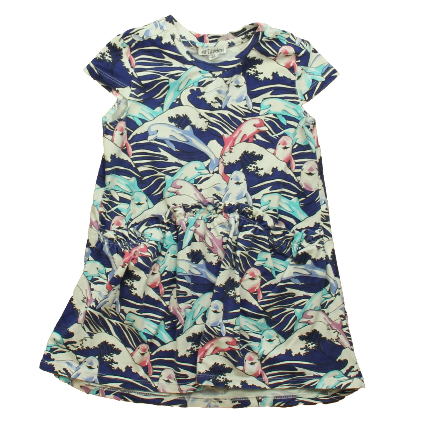 Art & Eden Girls Blue Dolphins Dress Size: 2T Blue Dolphins