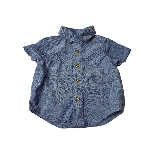 Carters Boys Blue | Elephant Button Down Short Sleeve Size: 3 months Blue | Elephant