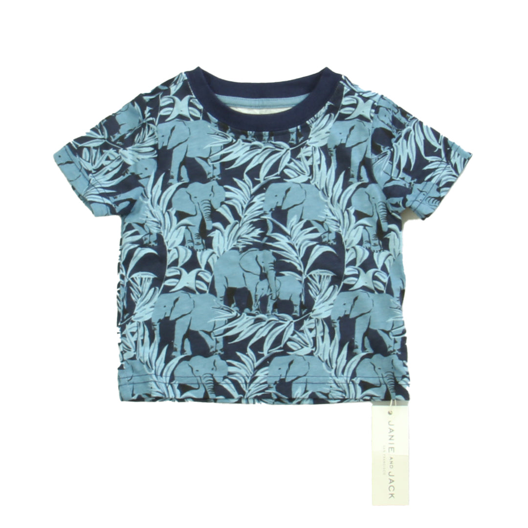 Janie and Jack Boys Blue Elephants T-Shirt Size: 3-6 Months Blue Elephants