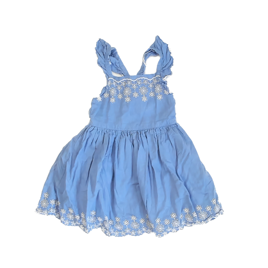 Cat & Jack Girls Blue Eyelets Dress Size: 5T Blue Eyelets