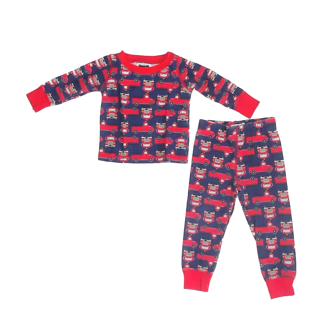 Mudpie Boys Blue | Fire Engines 2-piece Pajamas Size: 9-12 Months Blue | Fire Engines