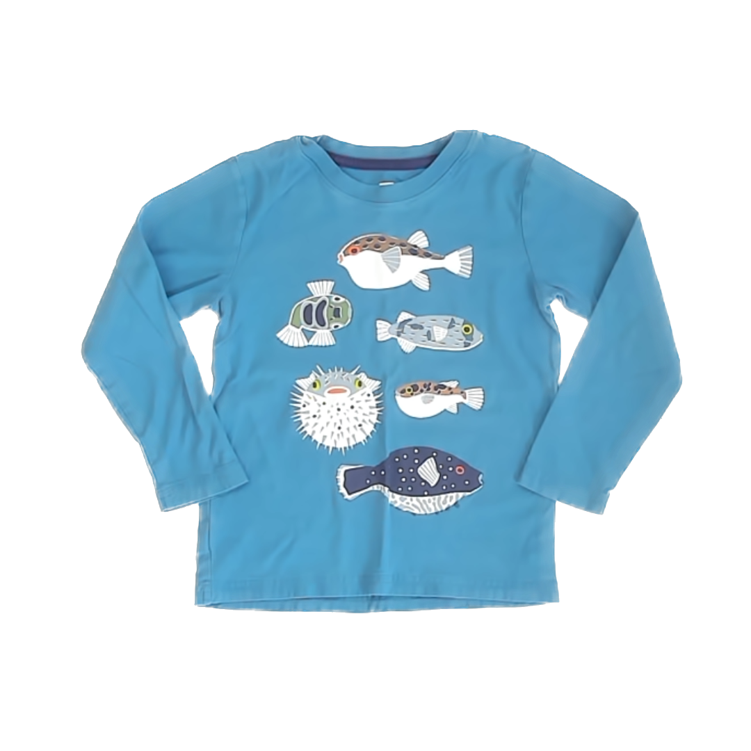 Tea Collection Boys Blue | Fish Long Sleeve Shirt Size: 5T Blue | Fish
