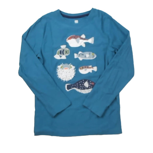 Tea Collection Boys Blue Fish Long Sleeve T-Shirt Size: 12 Years Blue Fish