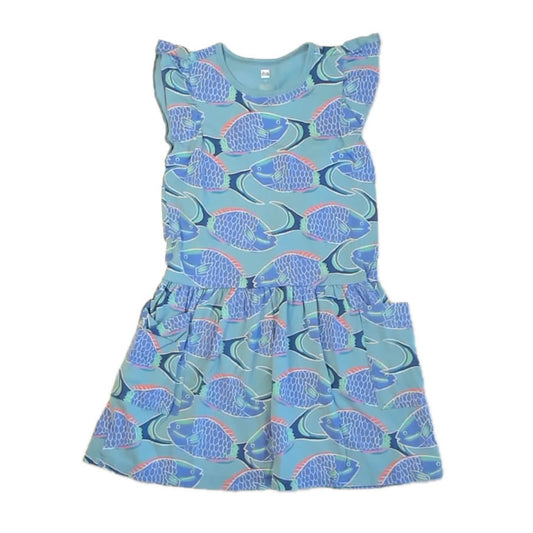 Tea Collection Girls Blue Fish Dress Size: 8 Years Blue Fish