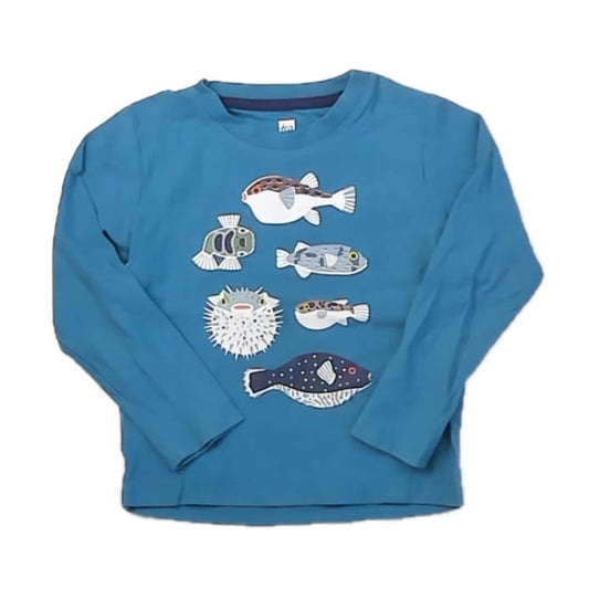 Tea Collection Boys Blue Fish Long Sleeve T-Shirt Size: 3T Blue Fish