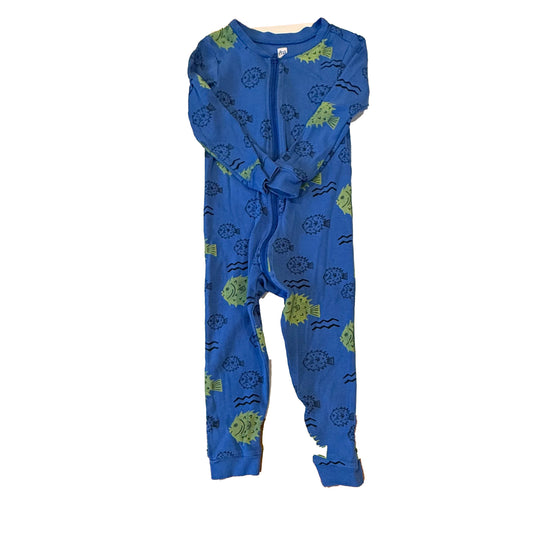 Tea Collection Boys Blue Fish 1-piece footed Pajamas Size: 12-18 Months Blue Fish