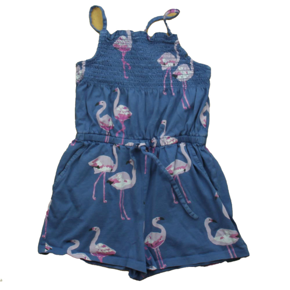 Tea Collection Girls Blue Flamingos Romper Size: 7 Years Blue Flamingos