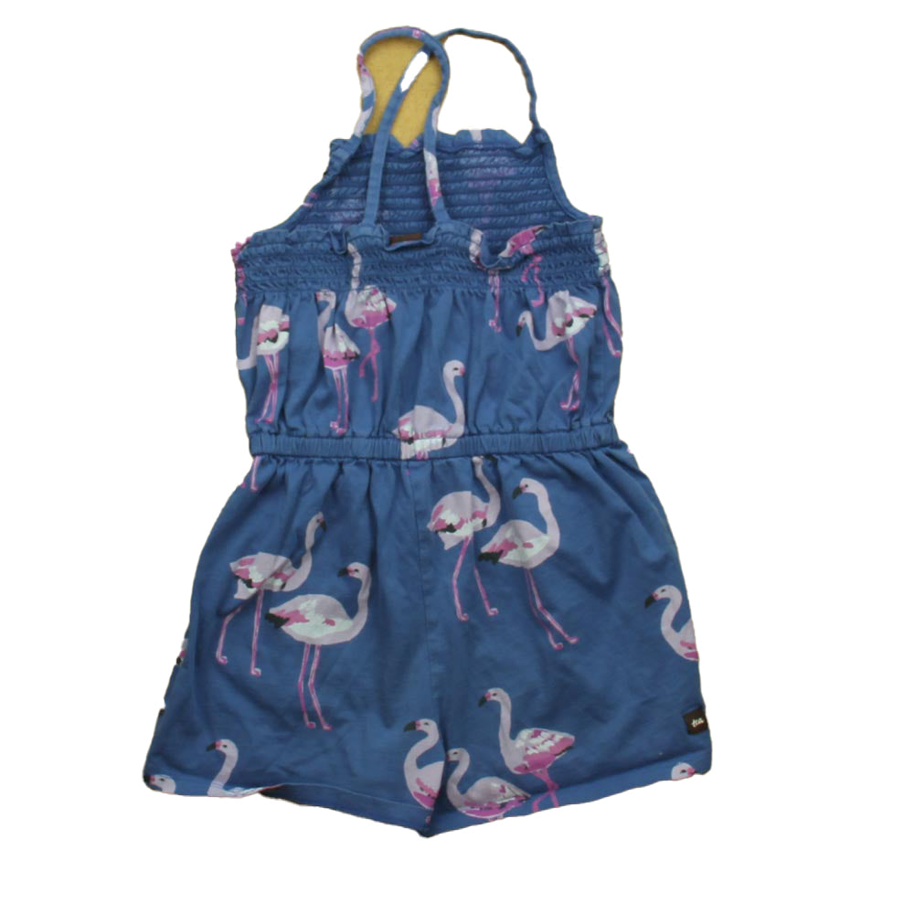 Tea Collection Girls Blue Flamingos Romper Size: 7 Years Blue Flamingos