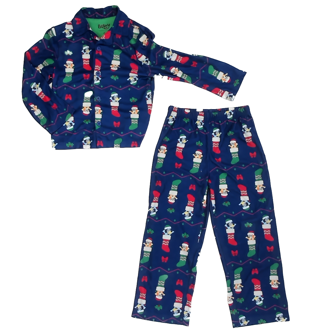 Bluey Boys Blue Flannel 2-piece Pajamas Size: 6 Years Blue Flannel