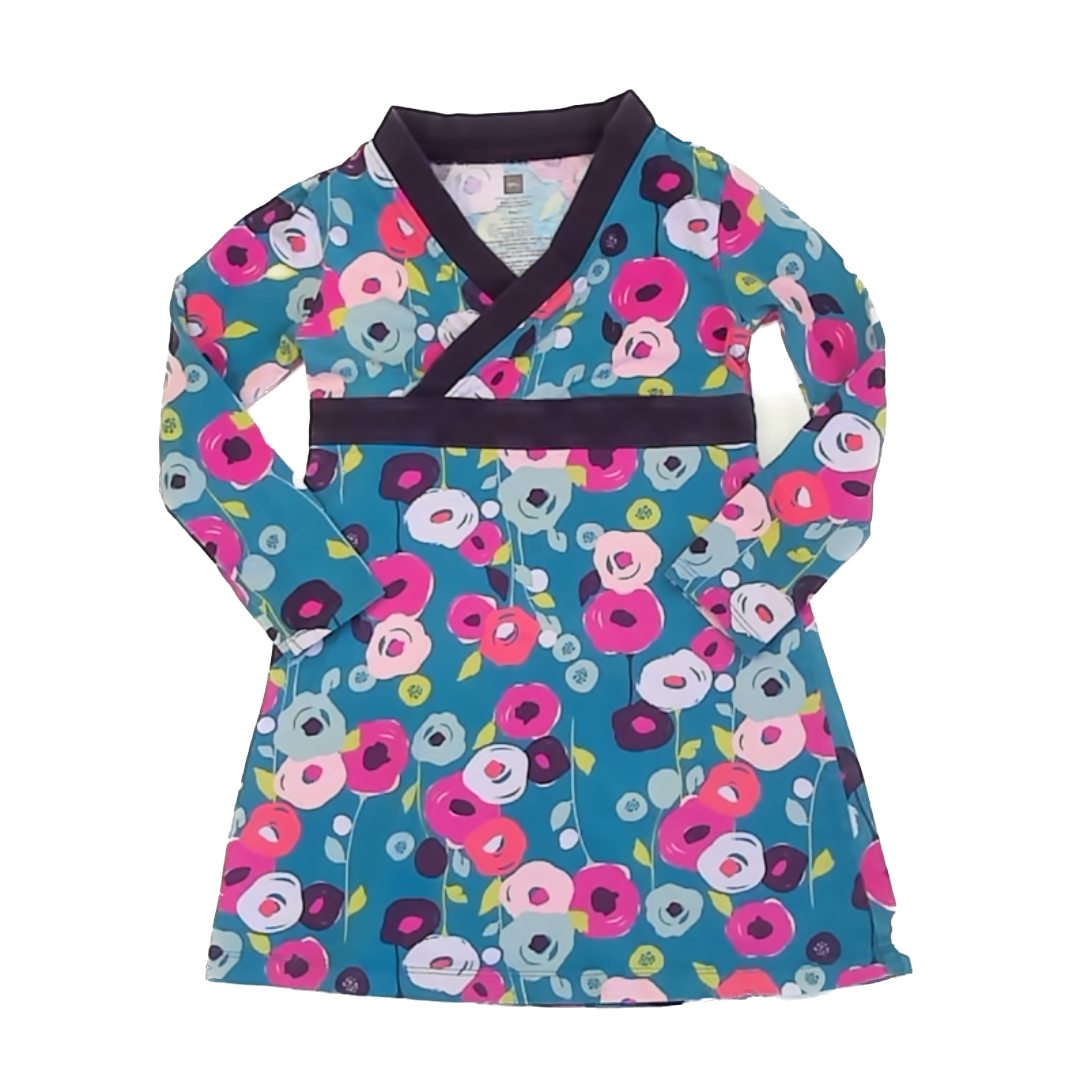 Tea Collection Girls Blue Floral | Long Sleeve Dress Size: 4T Blue Floral | Long Sleeve
