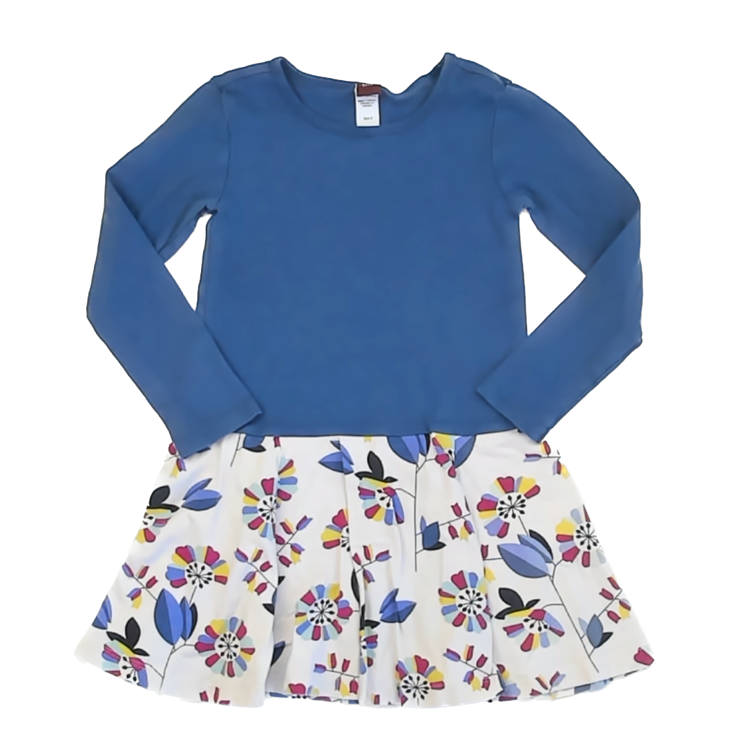 Tea Collection Girls Blue Floral | Long Sleeve Dress Size: 5T Blue Floral | Long Sleeve