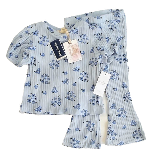 Jessica Simpson Girls Blue Floral Apparel Sets Size: 24 Months Blue Floral