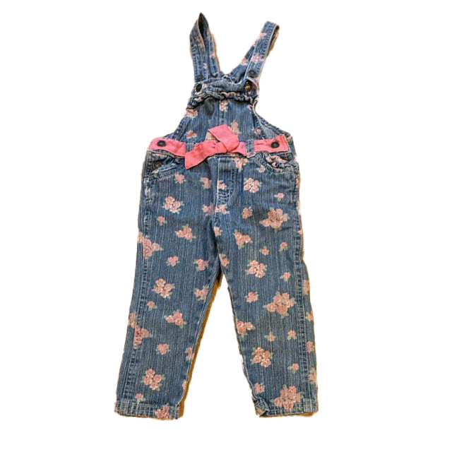 Nanette Baby Girls Blue Floral Overalls Size: 3T