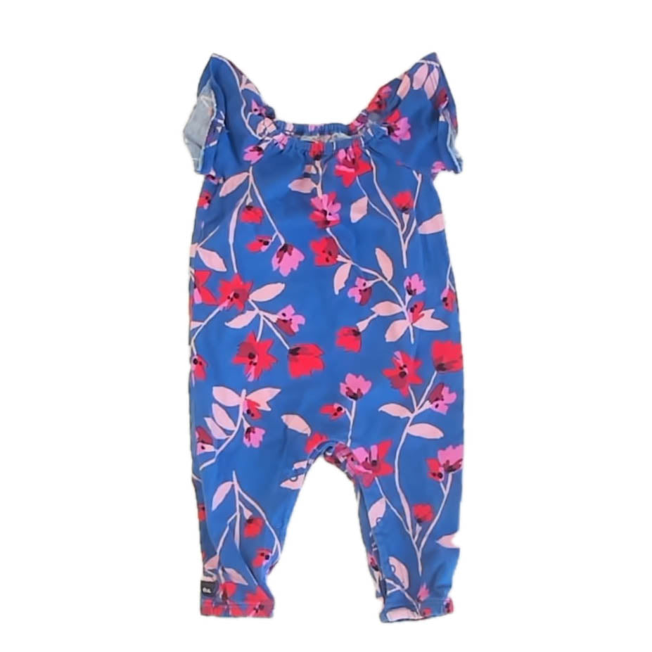 Tea Collection Girls Blue Floral Romper Size: 3-6 Months Blue Floral