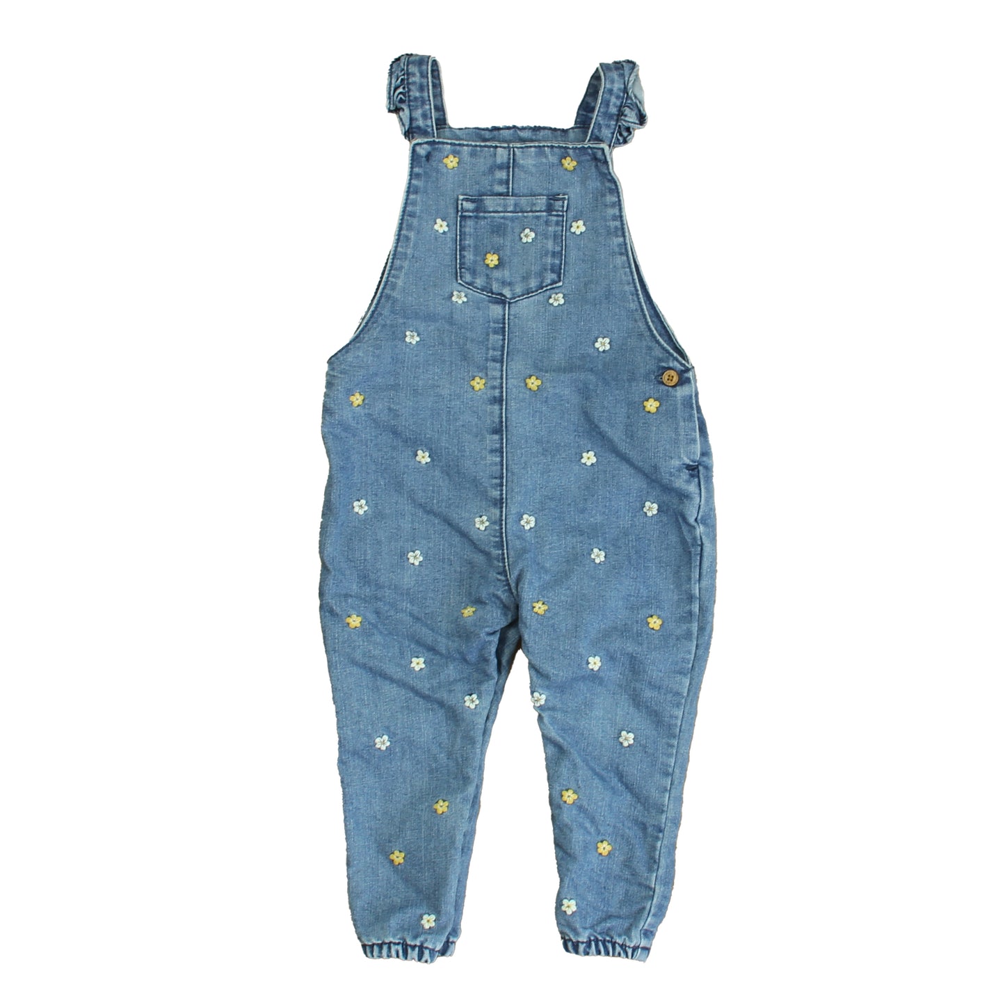 Fred & Flo Girls Blue Floral Overalls Size: 12-18 Months Blue Floral