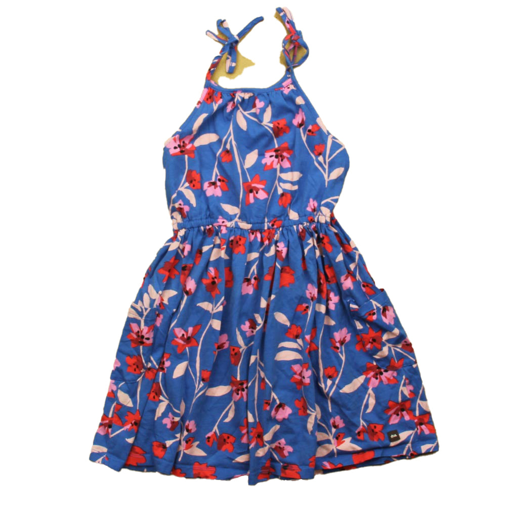 Tea Collection Girls Blue Floral Dress Size: 7 Years Blue Floral