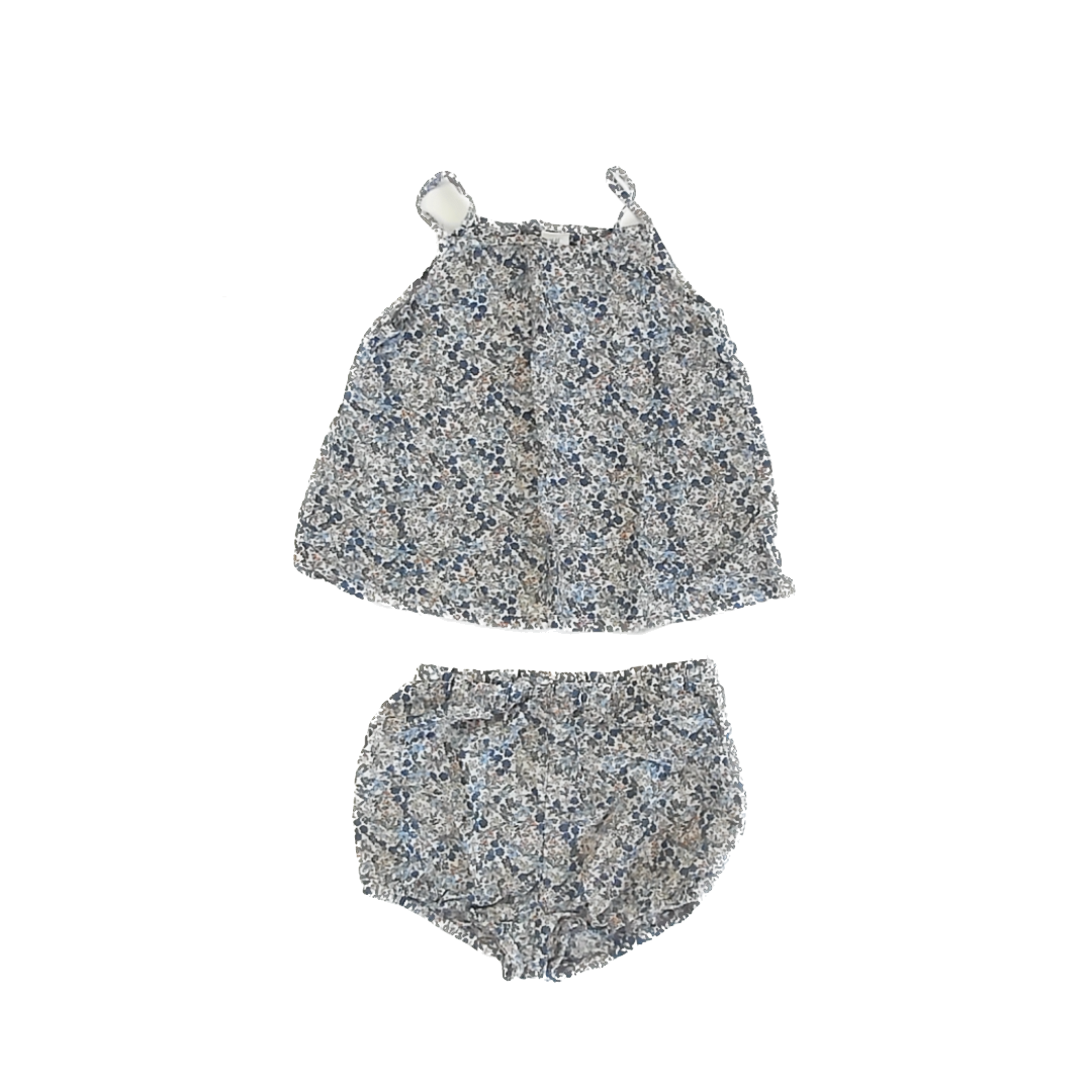 H&M Girls Blue Floral Apparel Sets Size: 3T Blue Floral