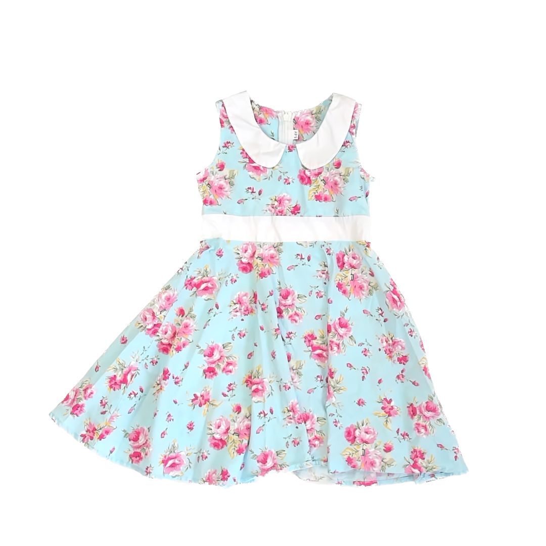 Unknown Girls Blue Floral Dress Size: 5T-6Y Blue Floral
