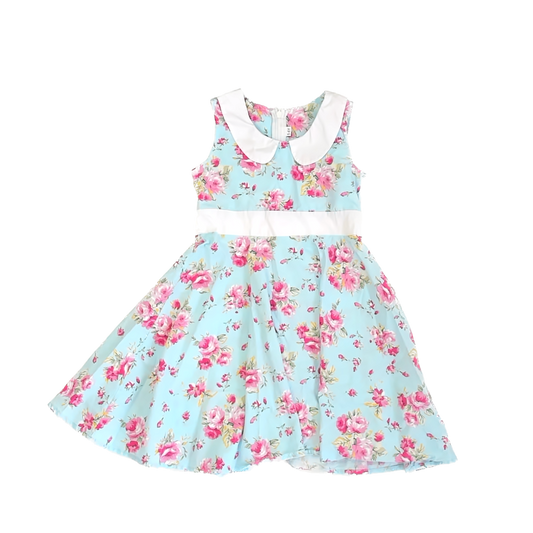 Unknown Girls Blue Floral Dress Size: 5T-6Y Blue Floral