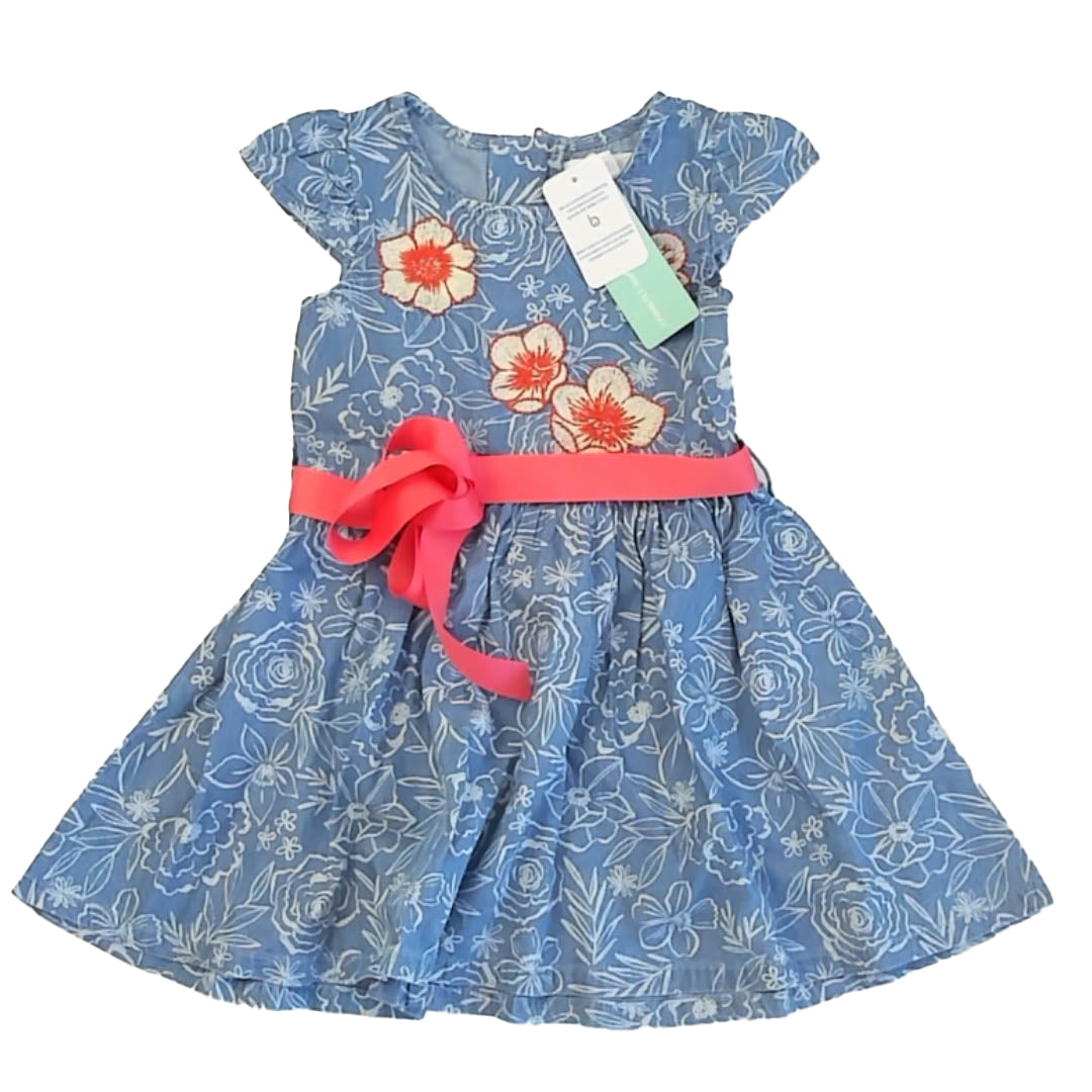 Peek Girls Blue Floral Dress Size: 2T Blue Floral