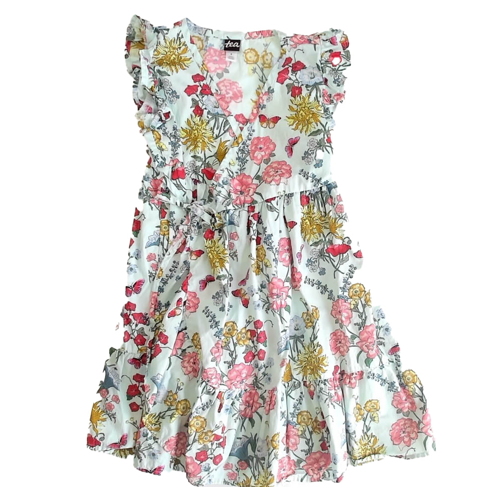 Tea Collection Girls Blue Floral Dress Size: 6 Years Blue Floral