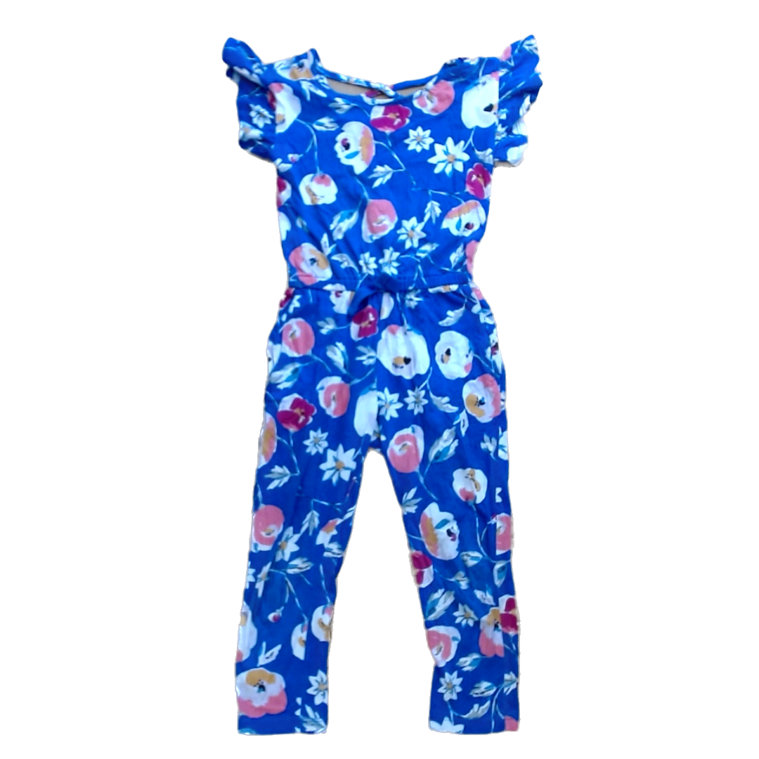 Tea Collection Girls Blue Floral Romper Size: 5T Blue Floral