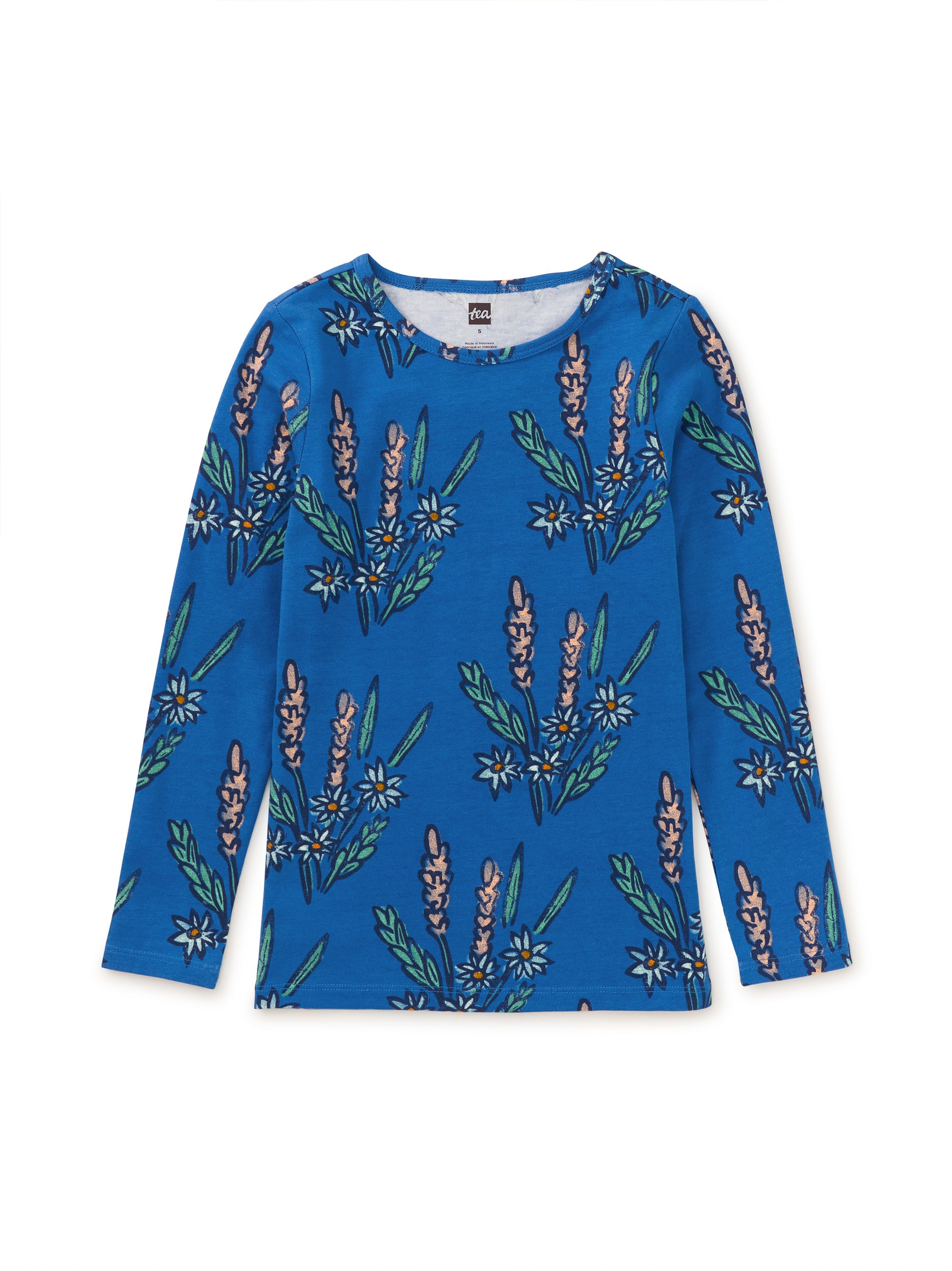 Tea Collection Girls Blue Floral Long Sleeve Shirt Size: 18-24 Months Blue Floral