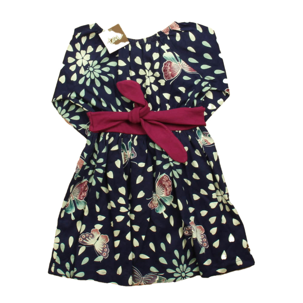 Tea Girls Blue Floral Dress Size: 3T