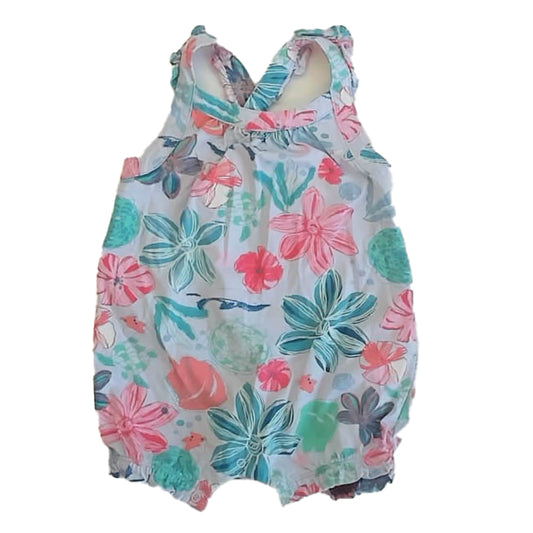 Tea Collection Girls Blue Floral Romper Size: 18-24 Months Blue Floral