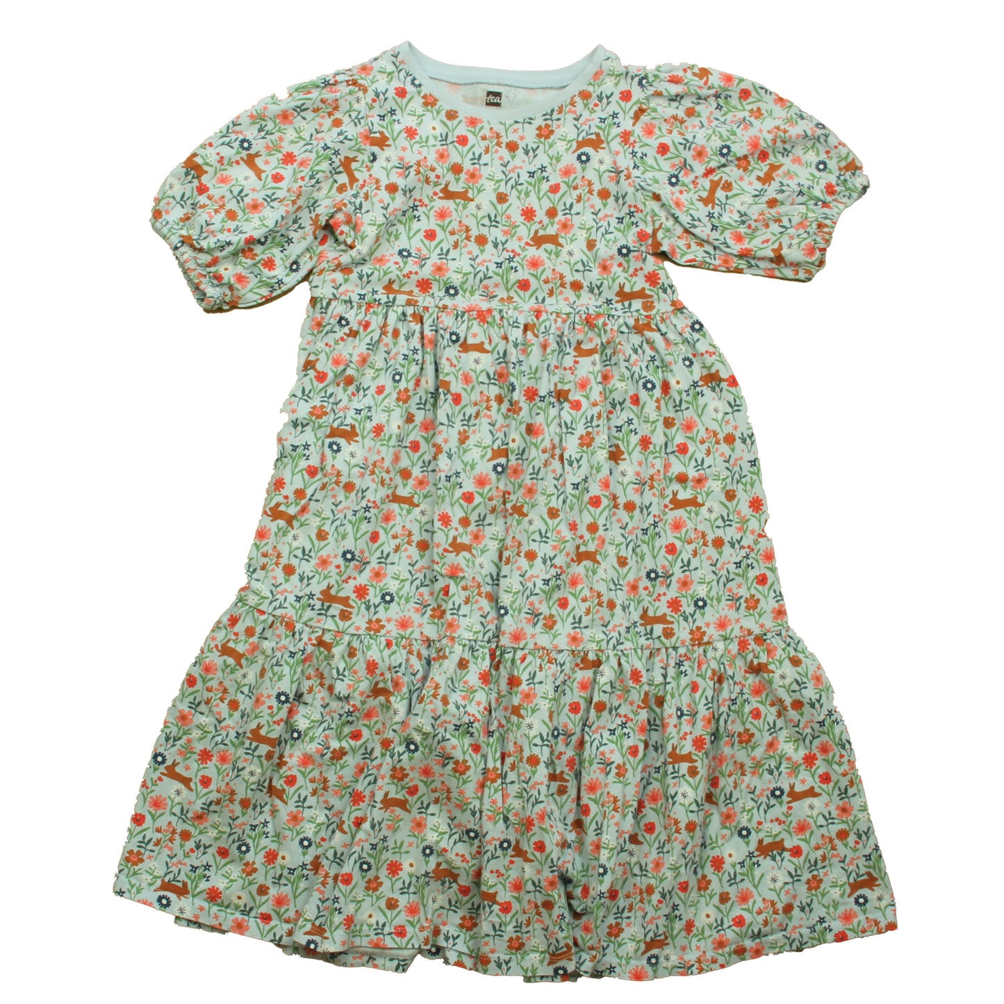 Tea Collection Girls Blue Floral Dress Size: 7 Years Blue Floral